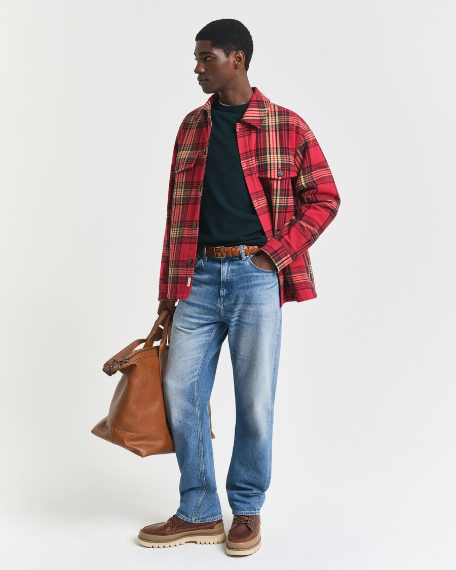 superfine lambswool crew neck sweater - tartan green