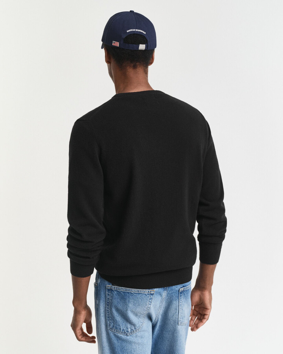 superfine lambswool crew neck sweater - black