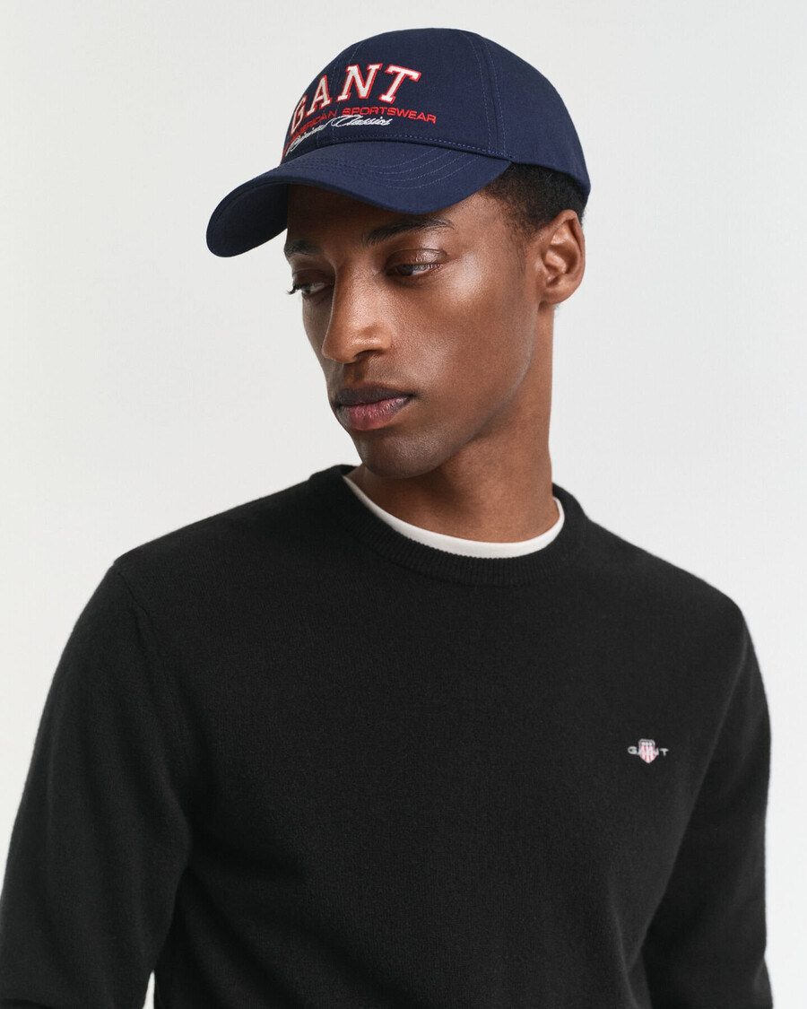 superfine lambswool crew neck sweater - black