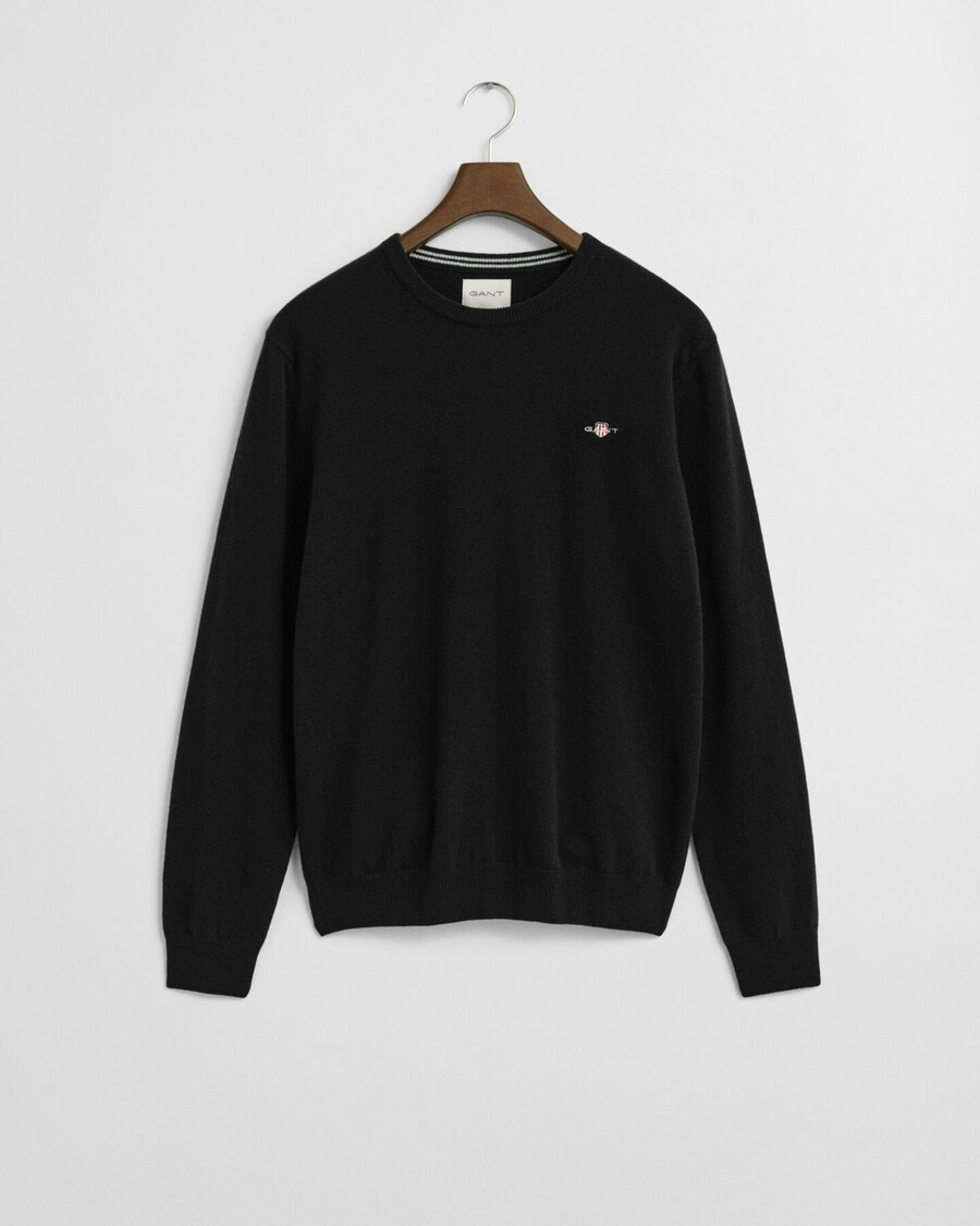 superfine lambswool crew neck sweater - black