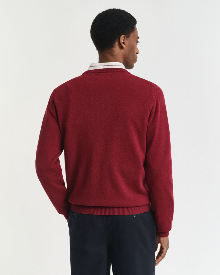 superfine lambswool crew neck sweater - plumped red
