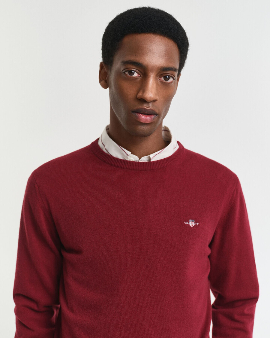superfine lambswool crew neck sweater - plumped red