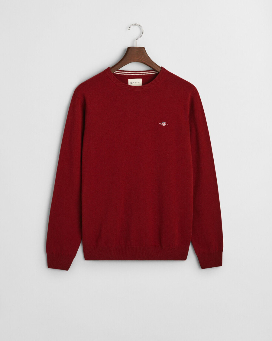 superfine lambswool crew neck sweater - plumped red