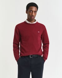 superfine lambswool crew neck sweater - plumped red