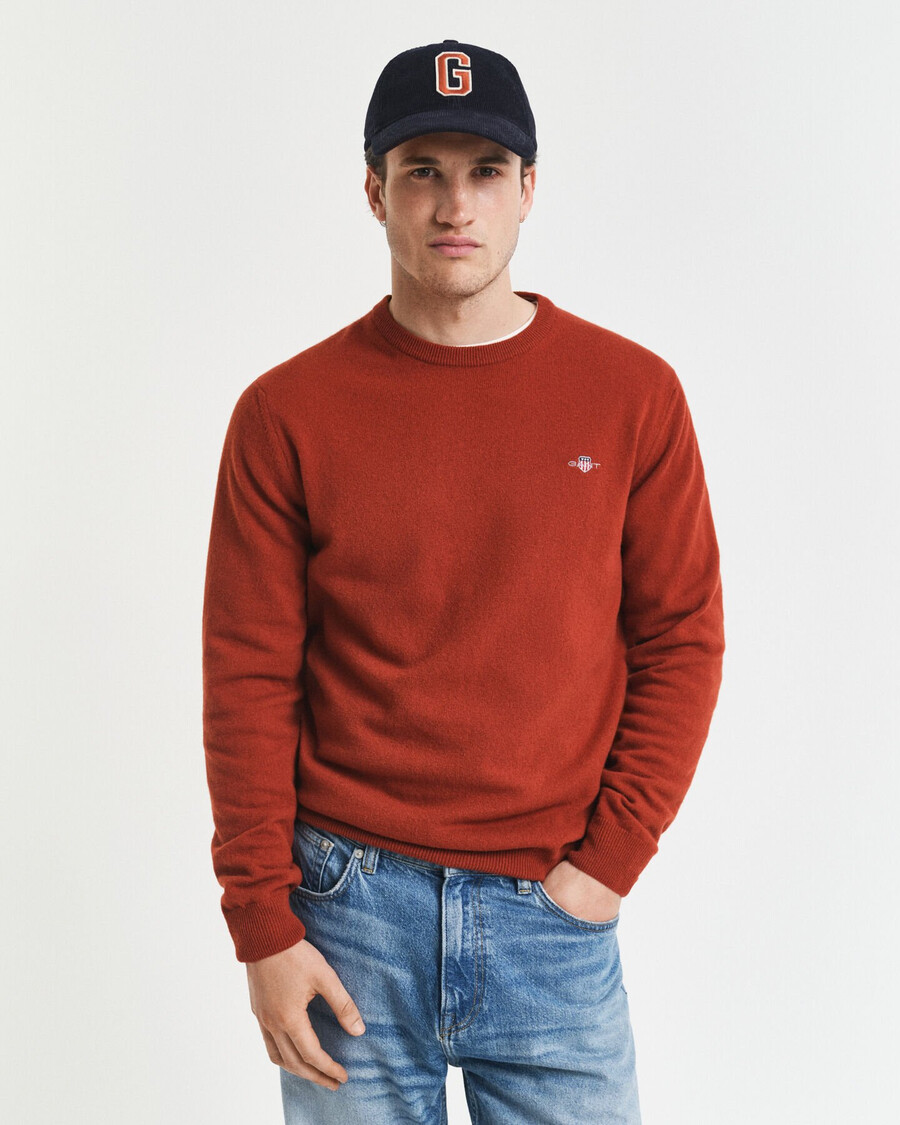 superfine lambswool crew neck sweater - modern rust