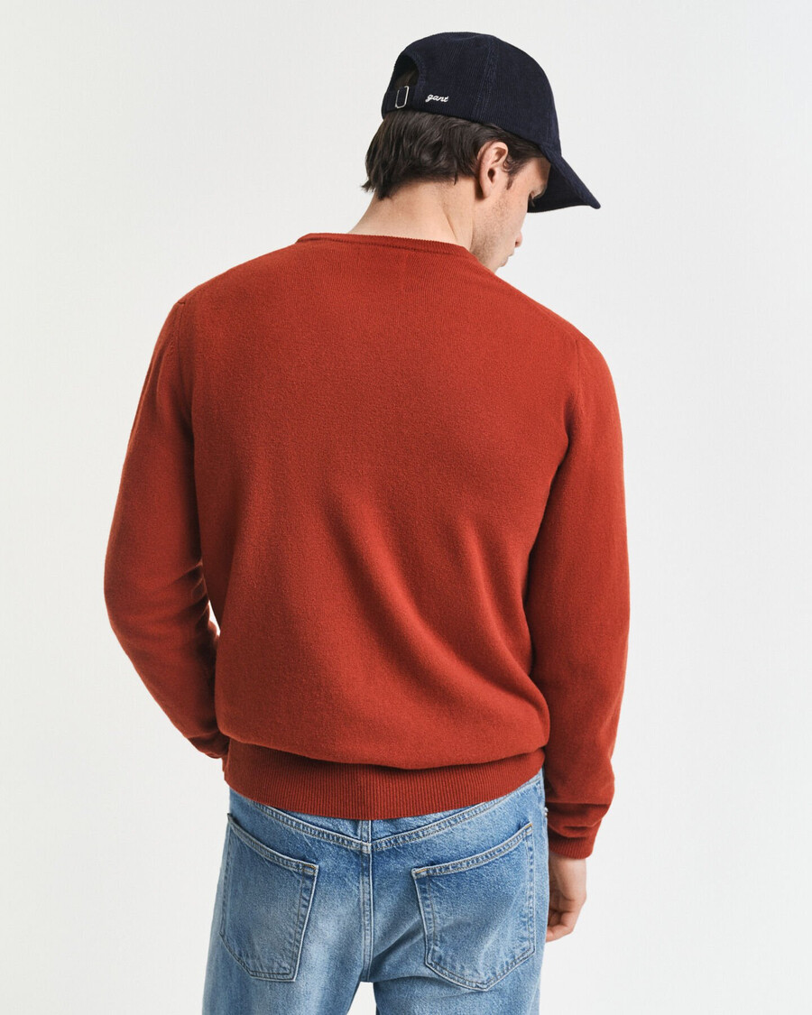 superfine lambswool crew neck sweater - modern rust