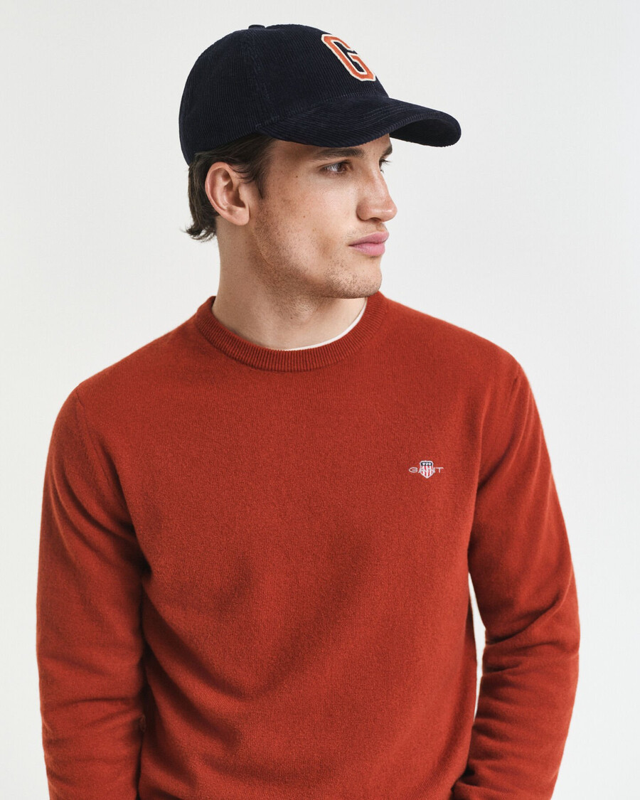 superfine lambswool crew neck sweater - modern rust