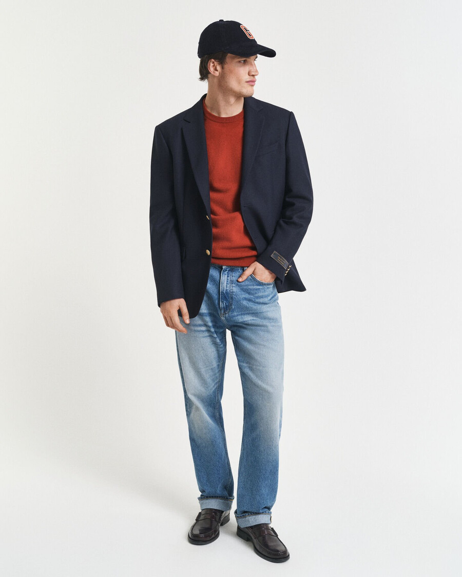 superfine lambswool crew neck sweater - modern rust
