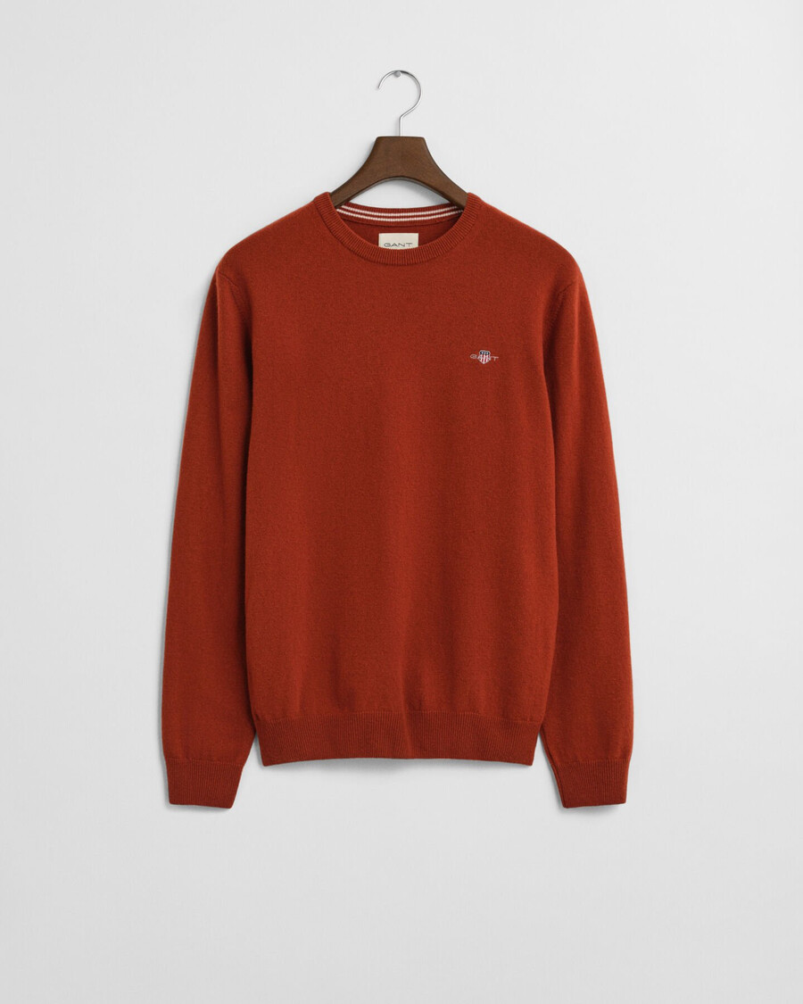 superfine lambswool crew neck sweater - modern rust