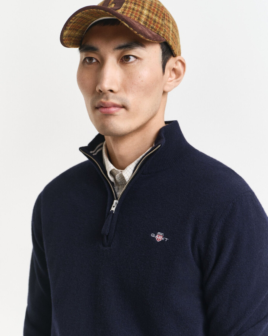 superfine lambswool halfzip sweater - marine