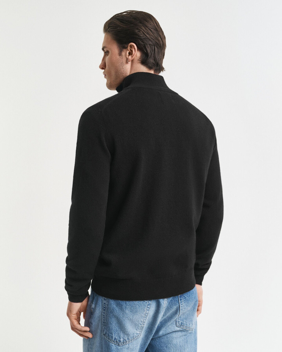 superfine lambswool halfzip sweater - black