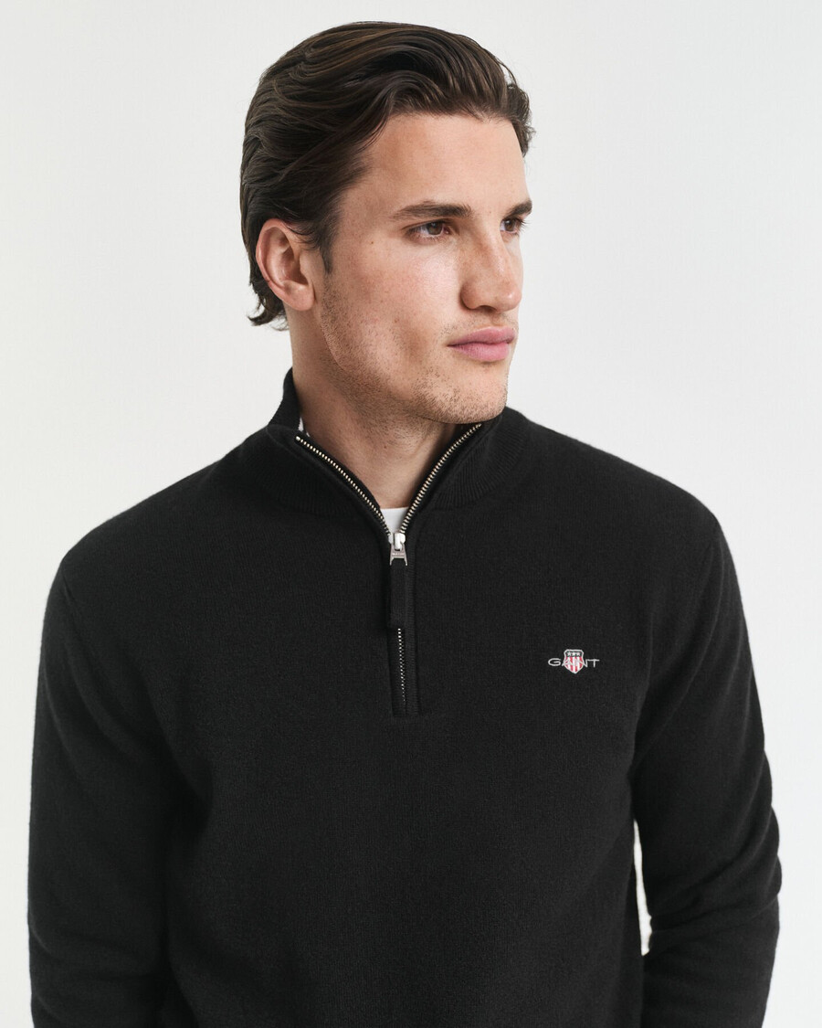 superfine lambswool halfzip sweater - black