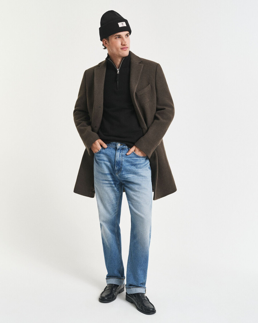 superfine lambswool halfzip sweater - black