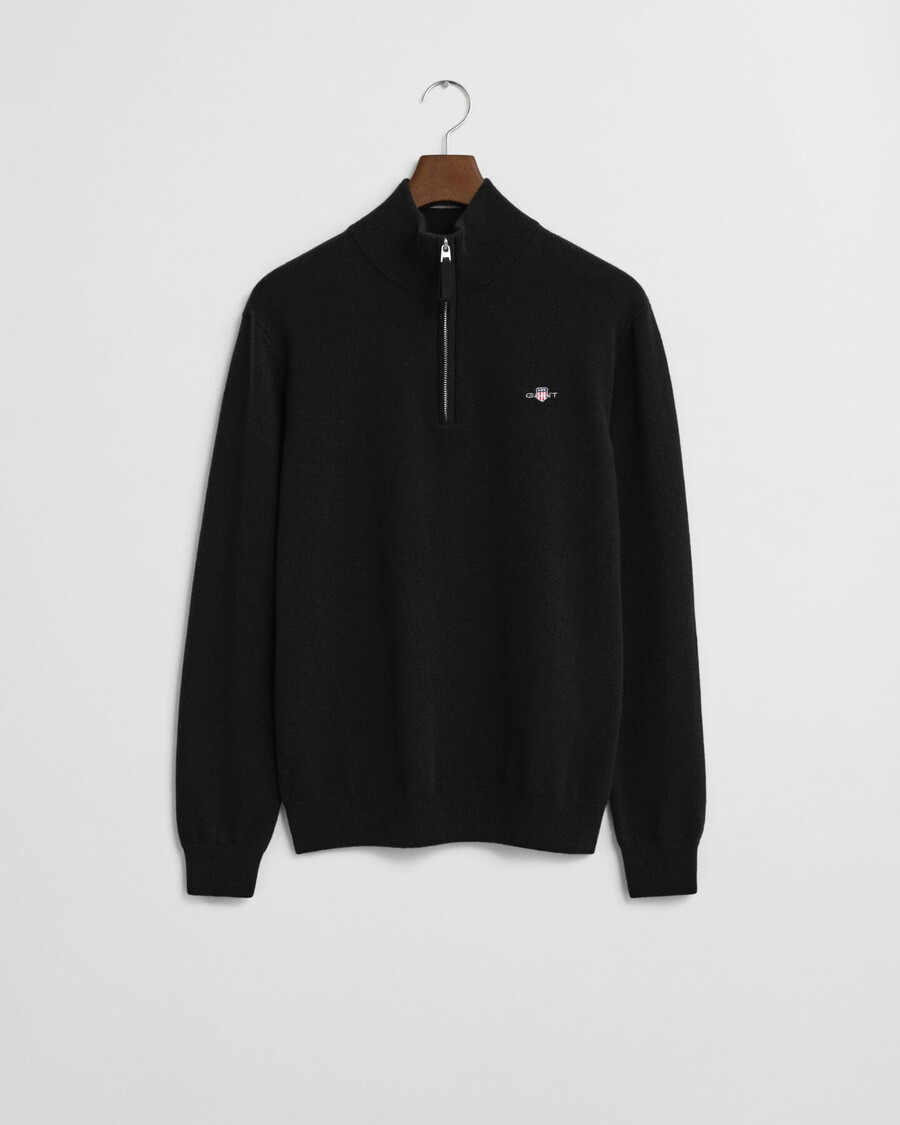 superfine lambswool halfzip sweater - black