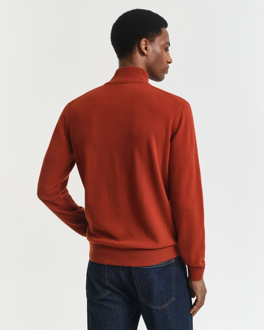 superfine lambswool halfzip sweater - modern rust