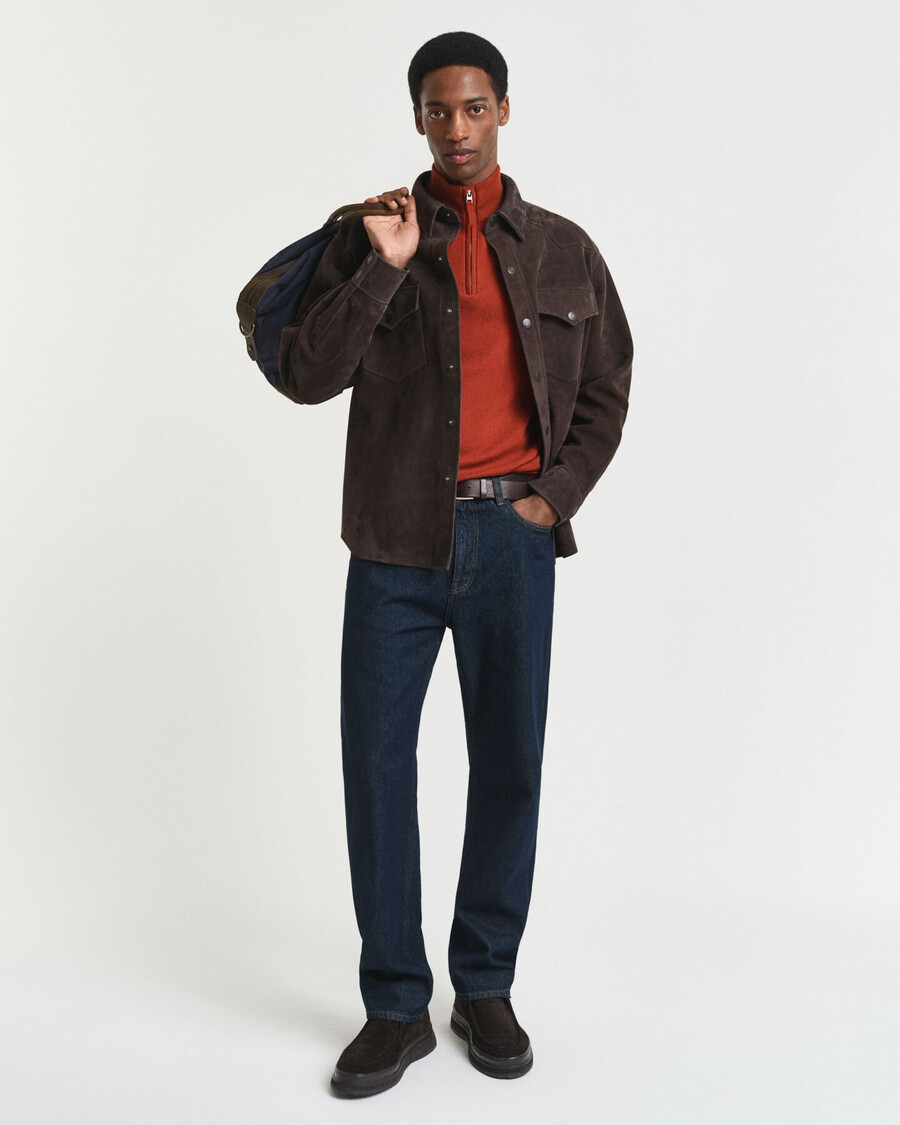 superfine lambswool halfzip sweater - modern rust