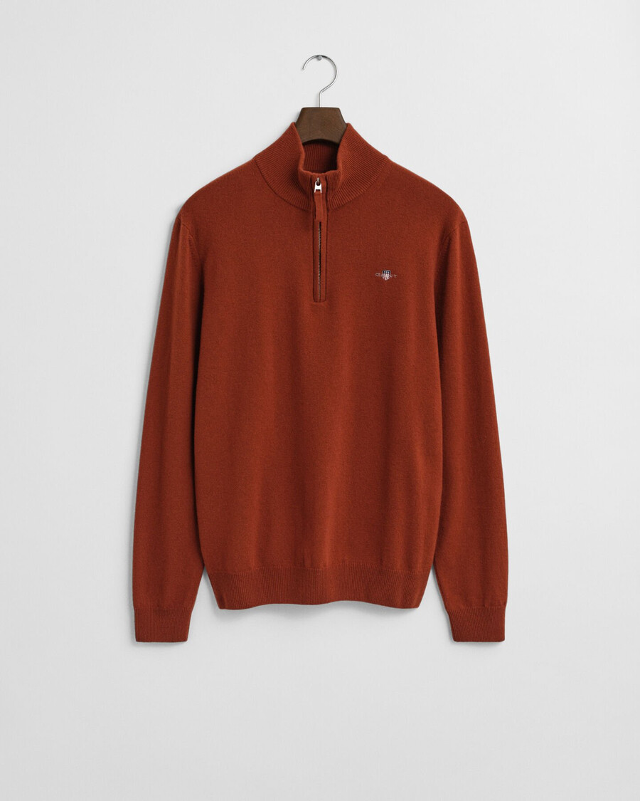 superfine lambswool halfzip sweater - modern rust