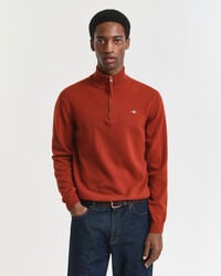 superfine lambswool halfzip sweater - modern rust