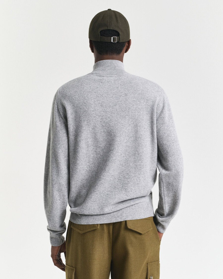 superfine lambswool halfzip sweater - grey melange