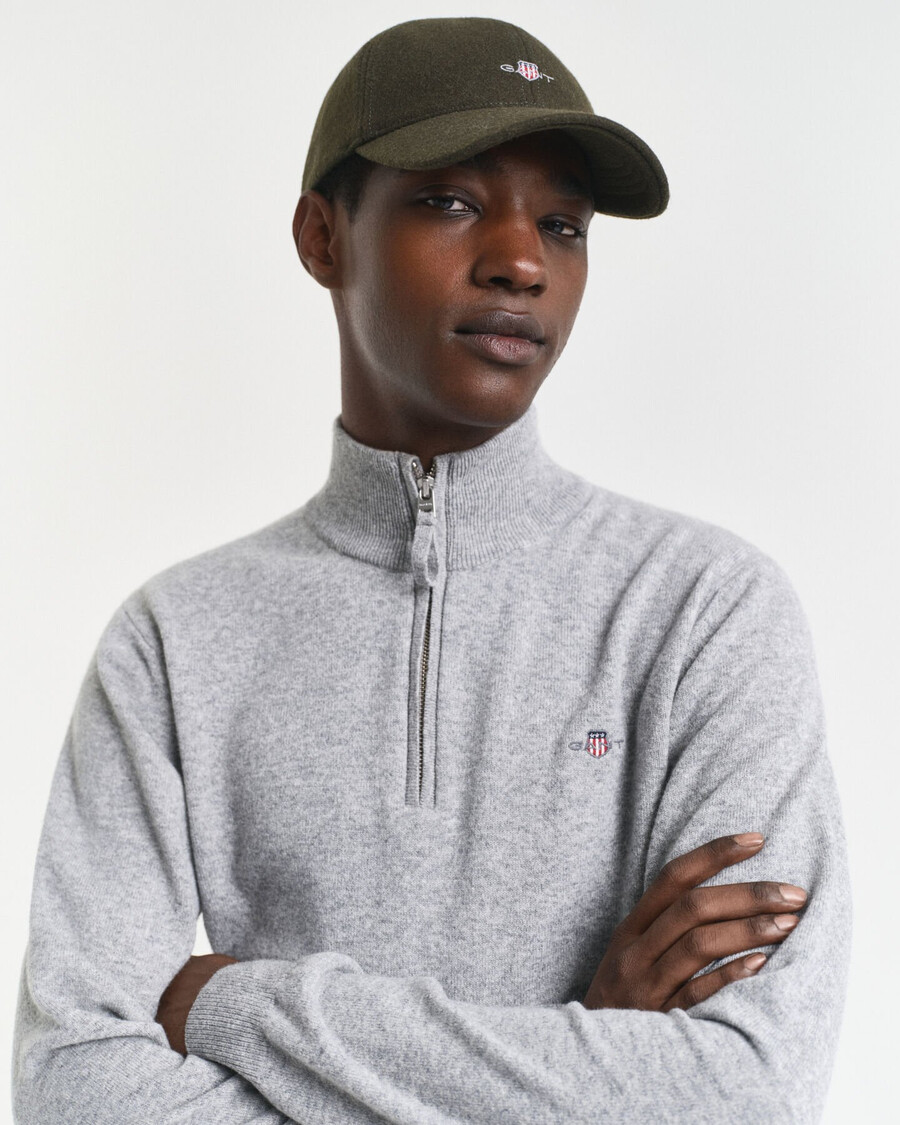 superfine lambswool halfzip sweater - grey melange