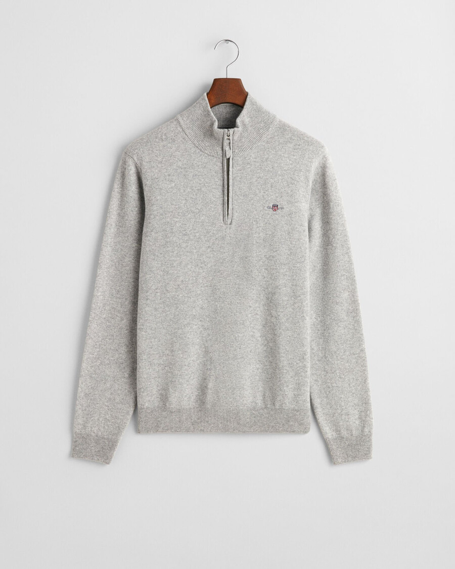 superfine lambswool halfzip sweater - grey melange