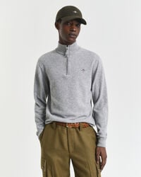 superfine lambswool halfzip sweater - grey melange