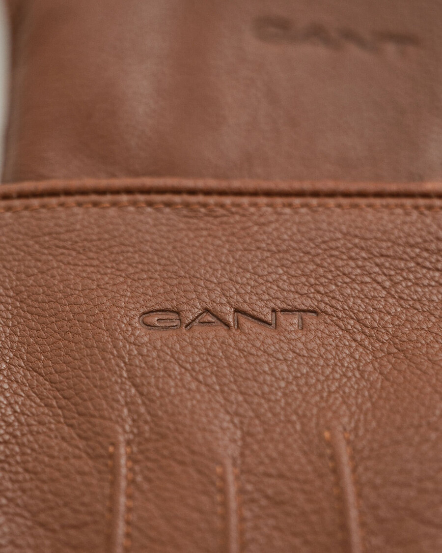 cashmere lined leather gloves - cognac