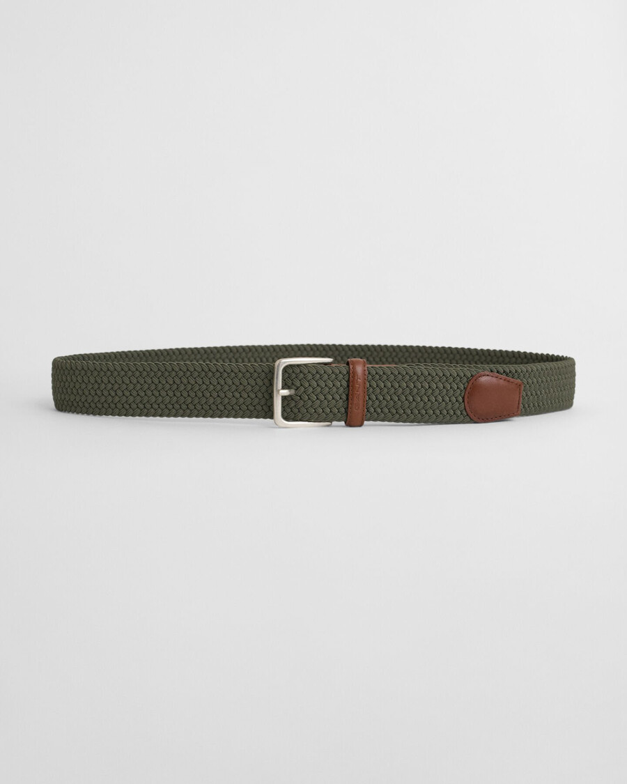 braided elastic belt - dark sage