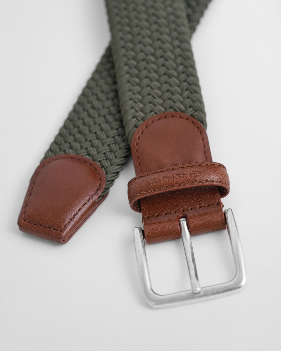 braided elastic belt - dark sage