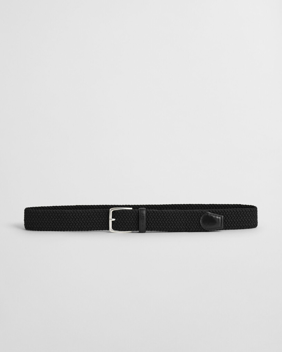 braided elastic belt - black