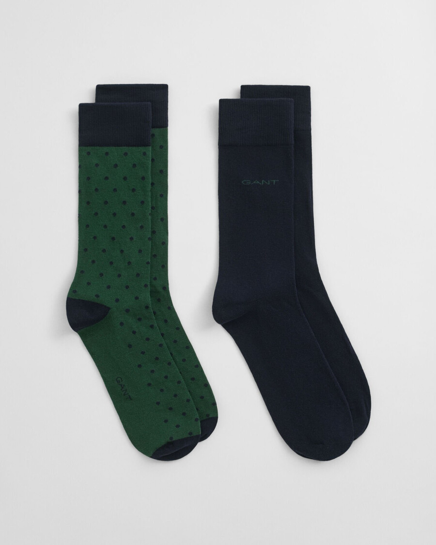 2pack dot solid socks - forest green