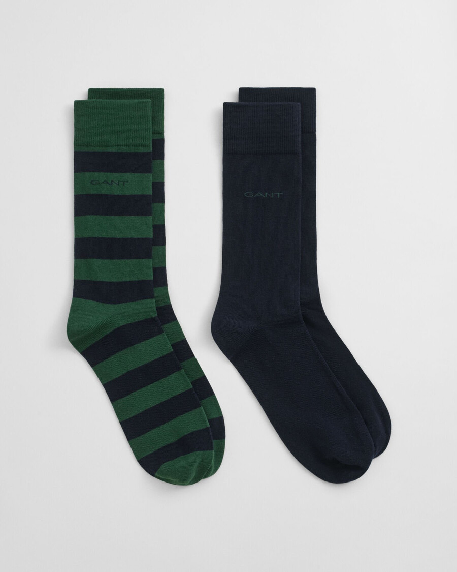 2pack barstriped solid socks - forest green