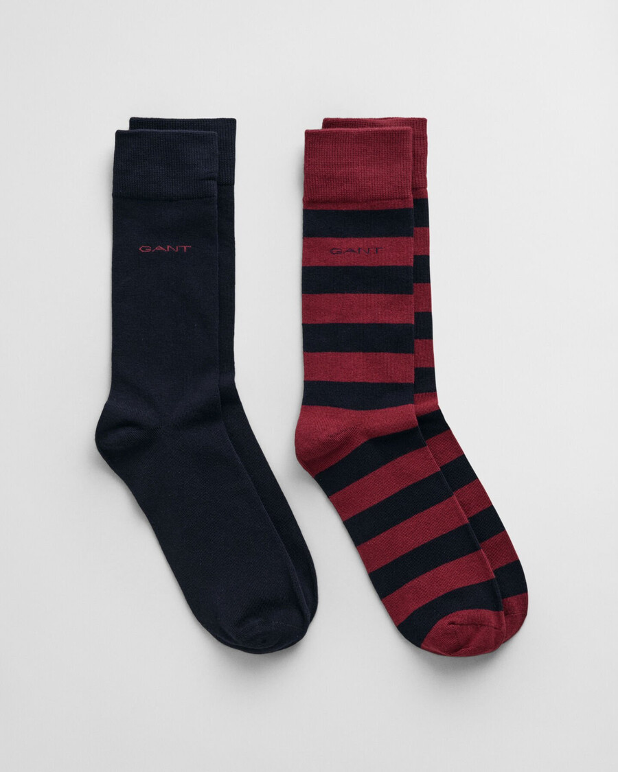 2pack barstriped solid socks - plumped red
