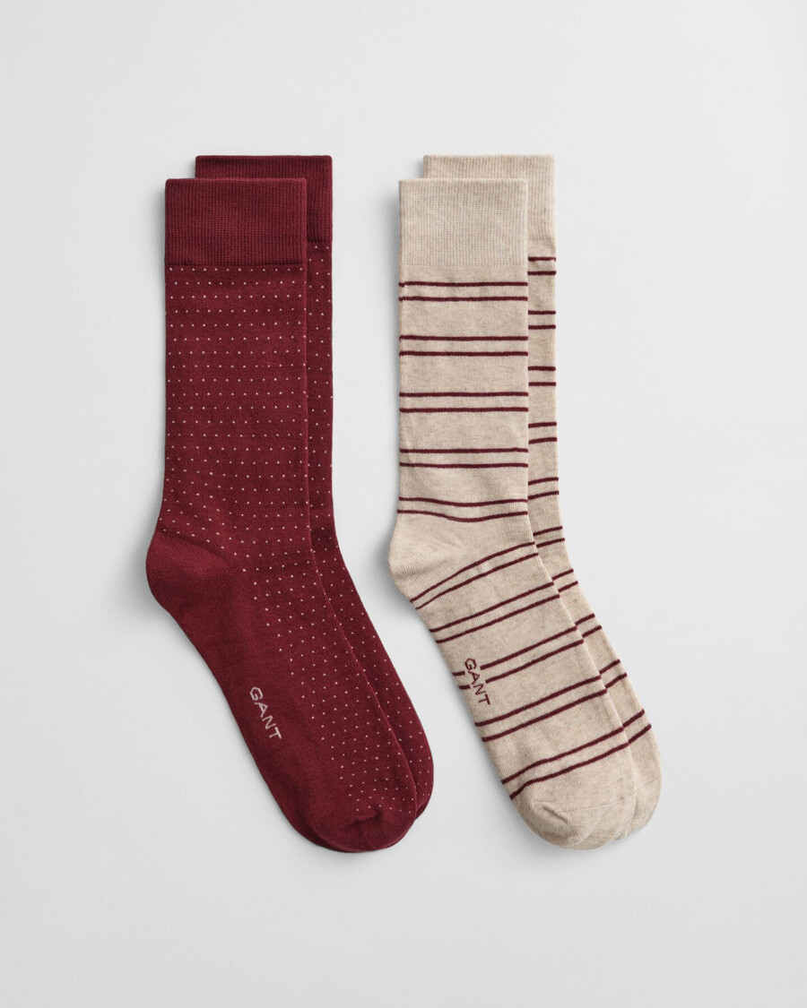 2pack striped mini dotted socks gift box - plumped red