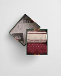 2pack striped mini dotted socks gift box - plumped red
