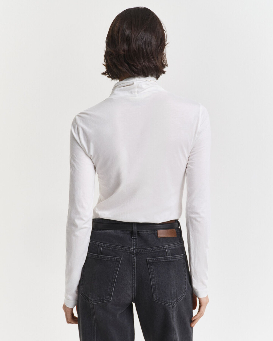 lightweight cotton turtleneck top - eggshell