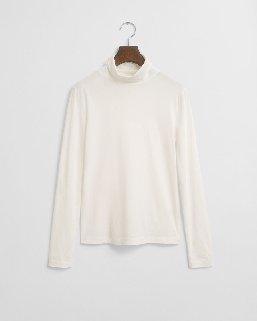 lightweight cotton turtleneck top - eggshell