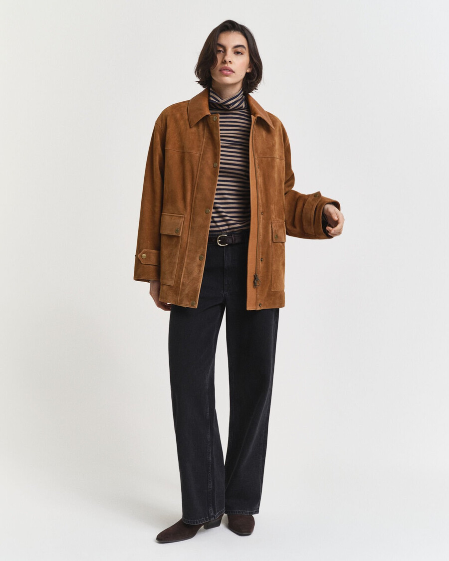 lightweight striped cotton turtleneck top - taupe beige