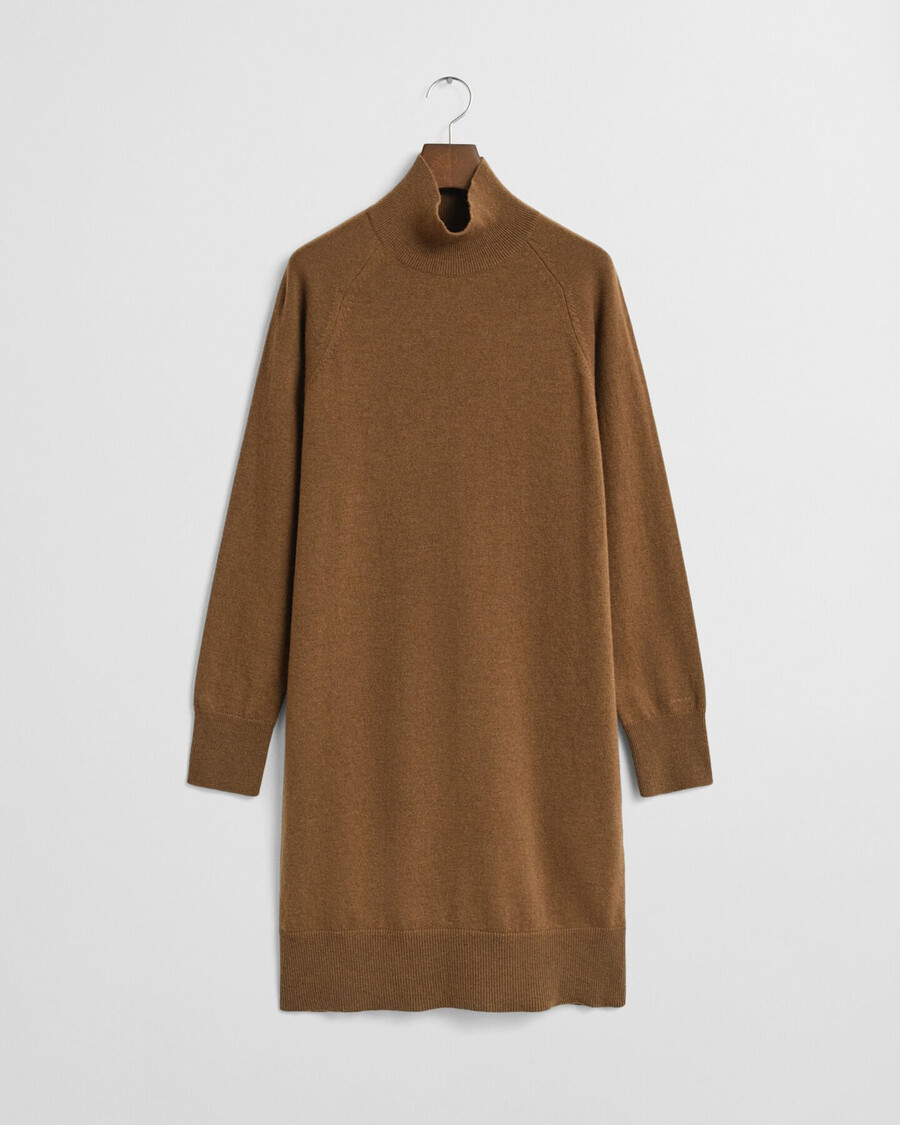 knitted superfine lambswool dress - warm khaki