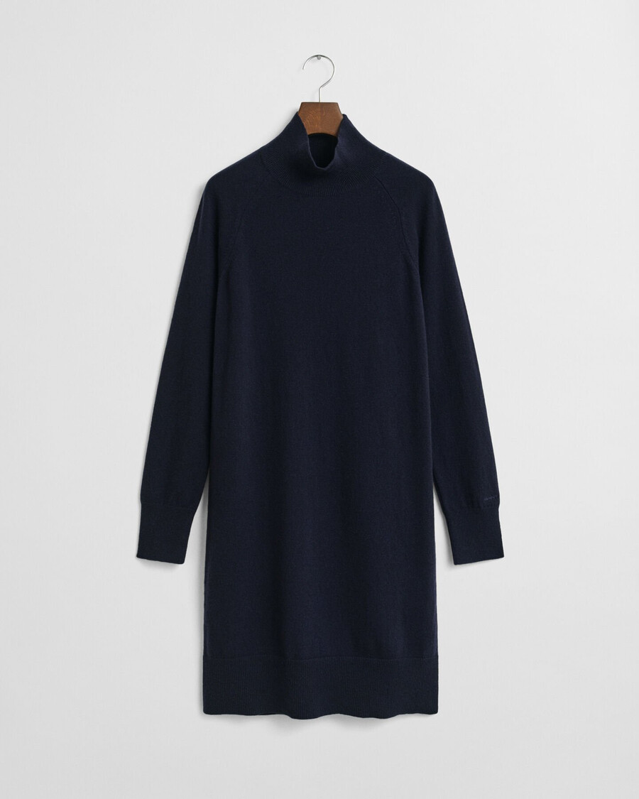 knitted superfine lambswool dress - evening blue