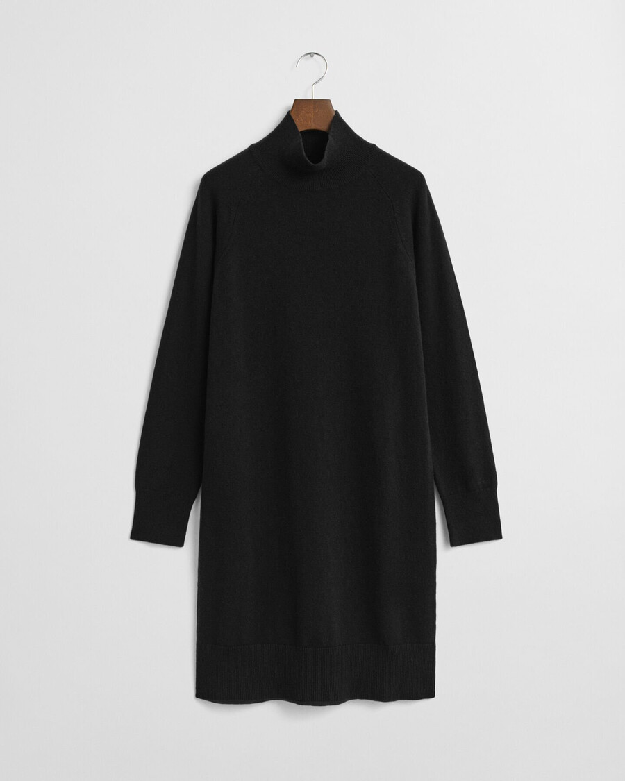 knitted superfine lambswool dress - black