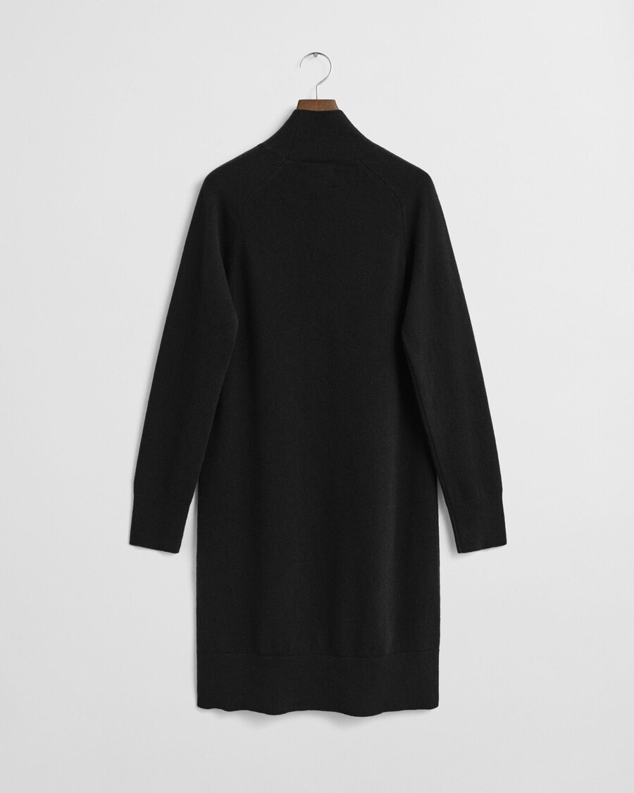 knitted superfine lambswool dress - black