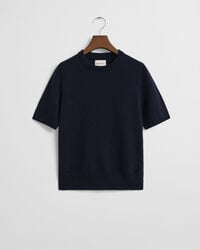 superfine lambswool short sleeve crew neck sweater - evening blue