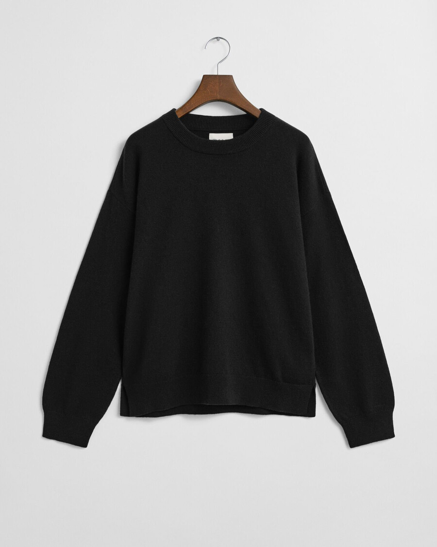 superfine lambswool crew neck sweater - black