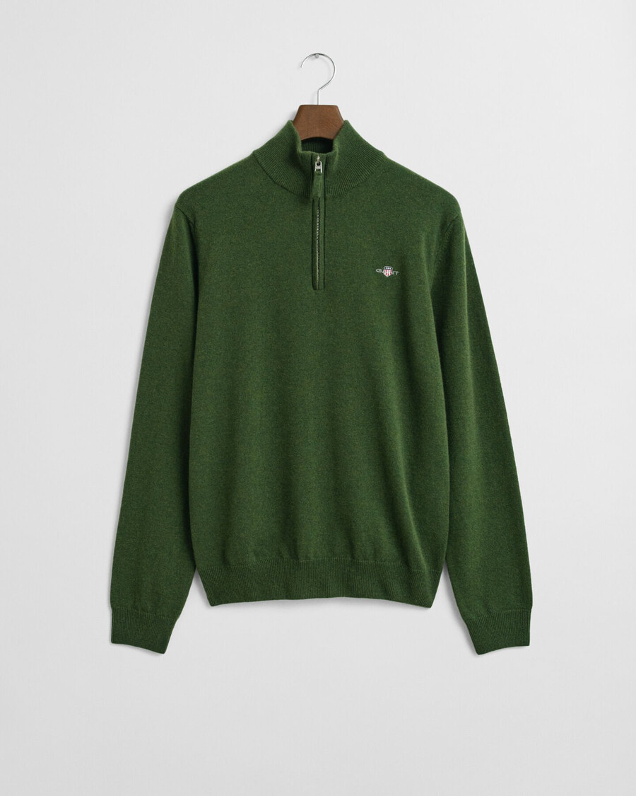 superfine lambswool halfzip sweater - moss green