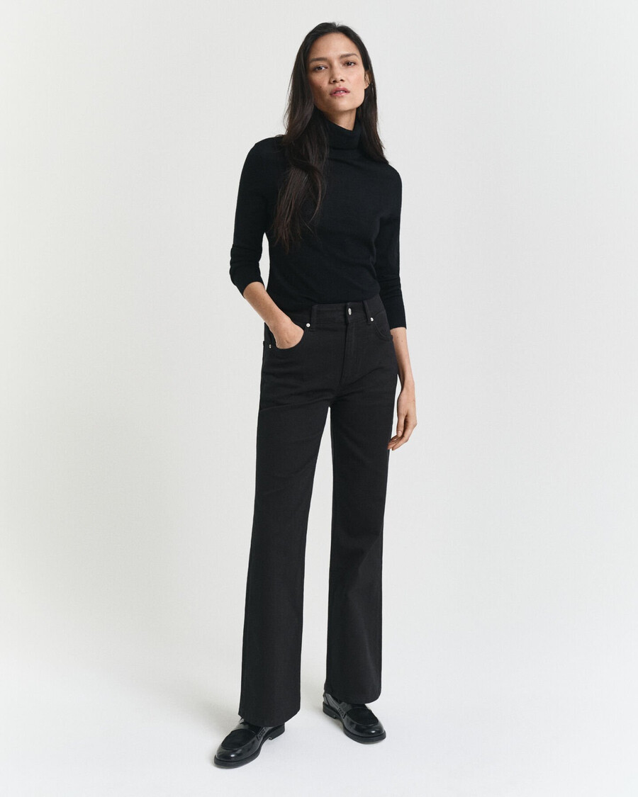 slim fit flared black jeans - black