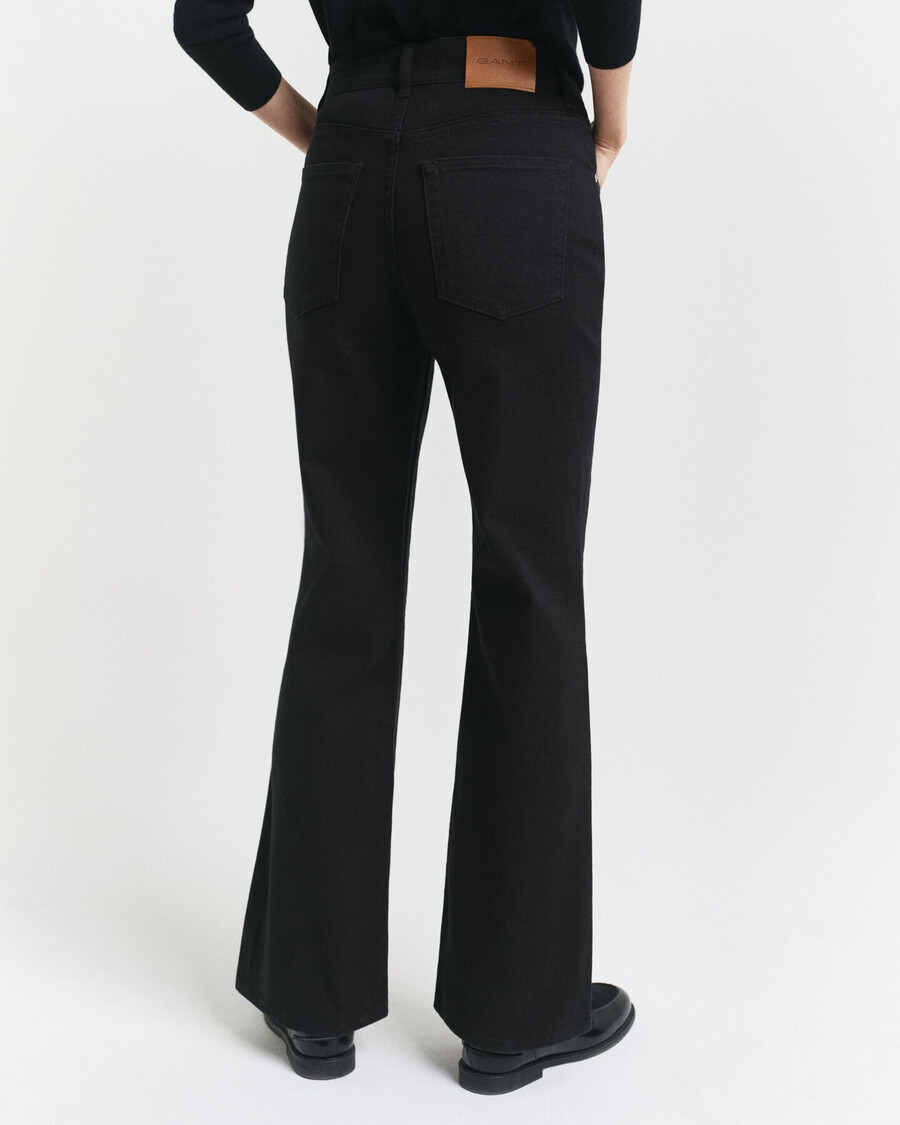slim fit flared black jeans - black