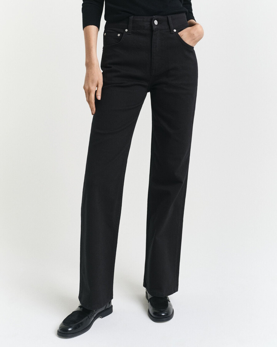 slim fit flared black jeans - black