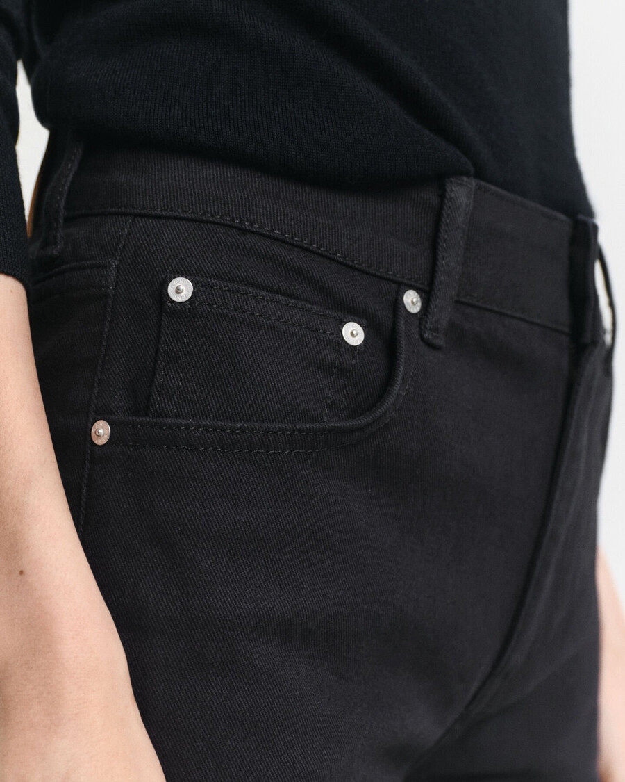 slim fit flared black jeans - black