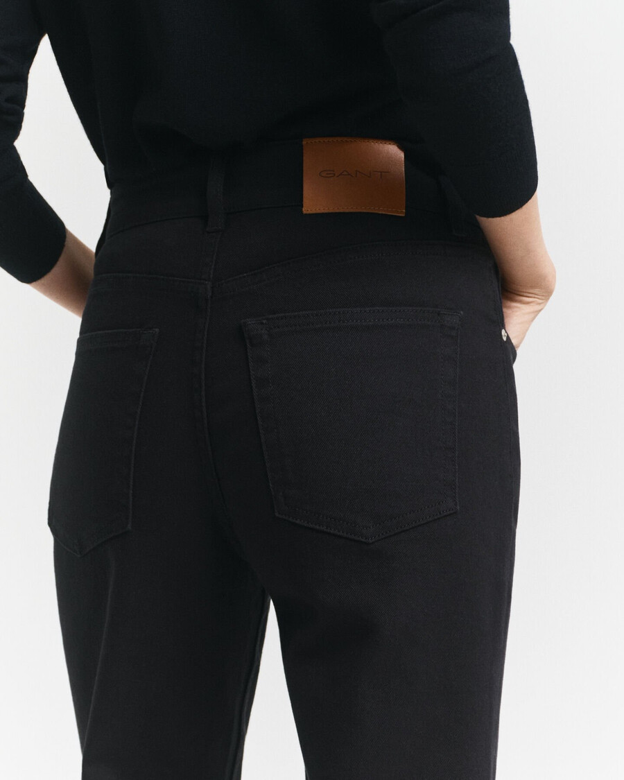 slim fit flared black jeans - black
